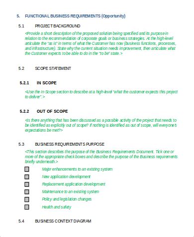 Database Functional Requirements Example