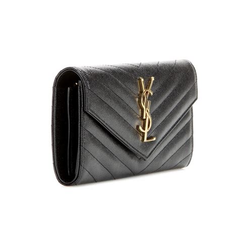 Lyst Saint Laurent Monogram Quilted Leather Wallet In Black