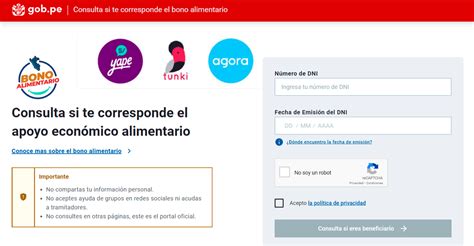 Cómo cobrar el Bono Alimentario con Yape Tunki y Agora Mitokenonline