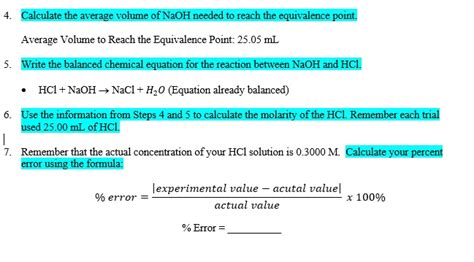 Calculate The Average Volume Of Naoh Needed To Reach The Equival Ence