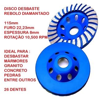 Disco Diamantado Rebolo Para Porcelanato Concreto Desbaste Disco