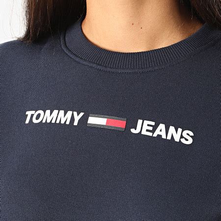 Tommy Jeans Sweat Crewneck Femme Essential Logo 7976 Bleu Marine