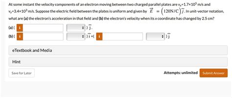 Solved At Some Instant The Velocity Components Of An Electron Moving