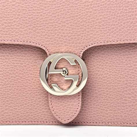 Gucci Dollar Calfskin Interlocking G Shoulder Bag Soft Pink 525955