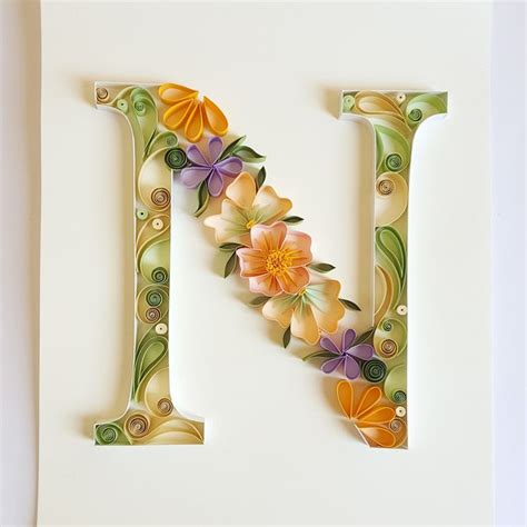 Quilled Floral Letter N Paper Quilling Designs Quilling Letters