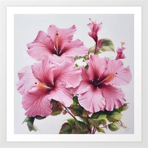 Shop Pink Hibiscus Art Print By Vanoverdesigns On Society6 Flower