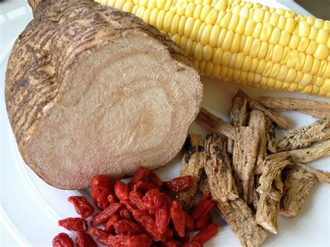 Clockwise From Top Fresh Corn Dang Shen Goji Berriesand Kudzu Root