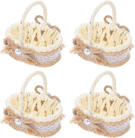 St Cke Spitze Hochzeitskorb Jute Rattan Korb Geflochtener Blumenkorb