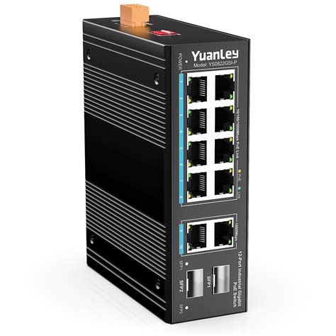 YuanLey 12 Port Industrial Switch With 8 Port PoE Gigabit 2 1000Mbps