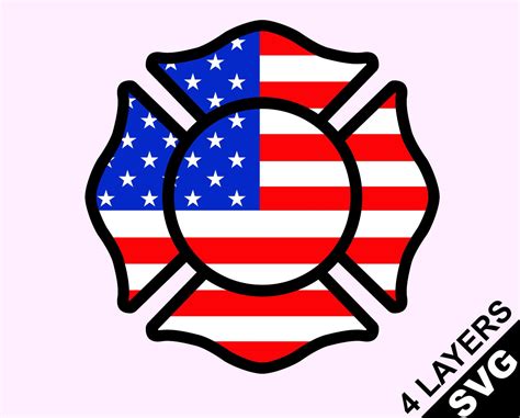 Svg Firefighter Emblem With Usa Flag Etsy Uk