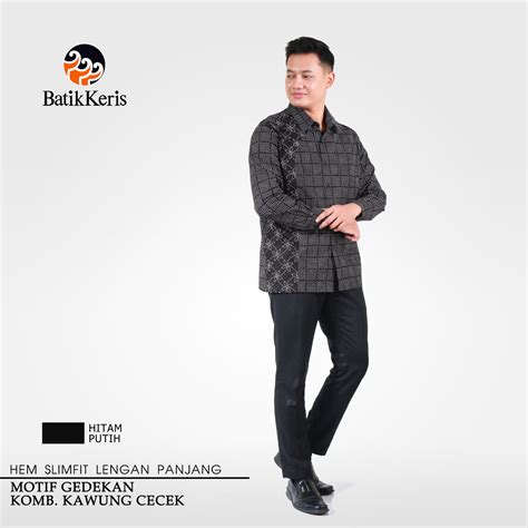 Kemeja Slimfit Batik Lengan Panjang Motif Gedekan Kombinasi Kawung