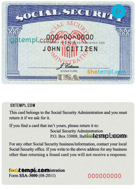 Usa Ssn Social Security Card Number Examples In Psd Format Gotempl