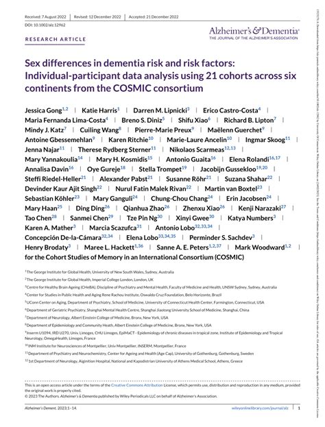 Pdf Sex Differences In Dementia Risk And Risk Factors Individual Participant Data Analysis