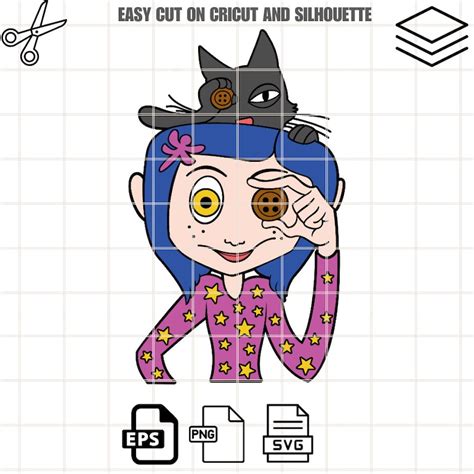 Coraline With Cat Svg Coraline Button Eyes Svg Halloween Svg Horror