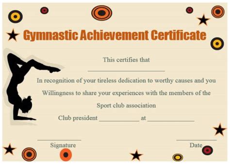 Gymnastic Certificate Creative Certificates Free To Download And Print Template Sumo