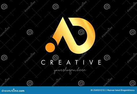 Golden Gold AD Letter Logo Design With Creative Modern Trendy