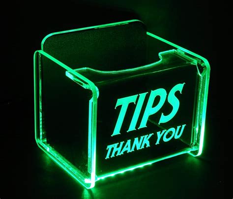 Led Glowing Tip Box Slender Font Tip Jar Led Tip Jar Light Up Tip Jar