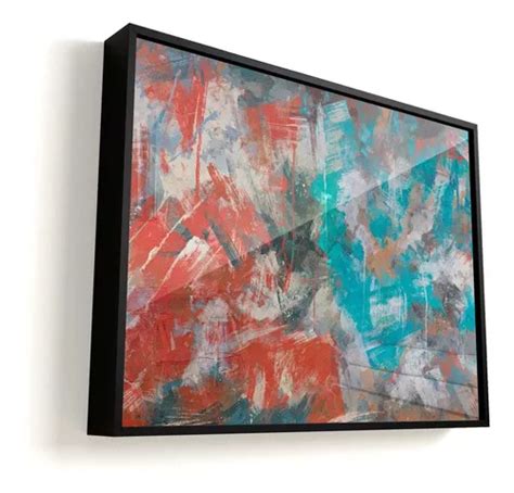 Quadro Abstrato Pinceladas Gigante X Moldura Preta