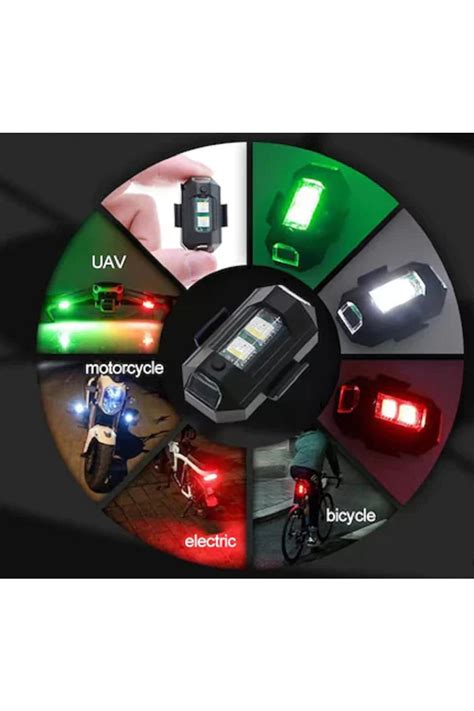 TRENDLIFEOTO 2 Adet Mini Çakar Rgb Drone Bisiklet Uçak Motosiklet