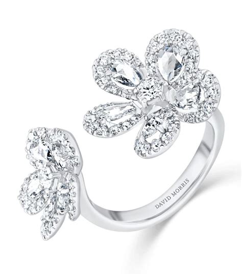 David Morris White Gold And Diamond Miss Daisy 2 Flower Ring Harrods