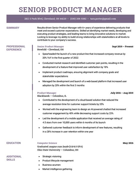 Product Marketing Manager Resume