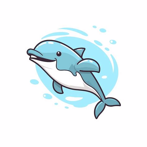 Premium Vector Cute Cartoon Dolphin Isolated On A White Background