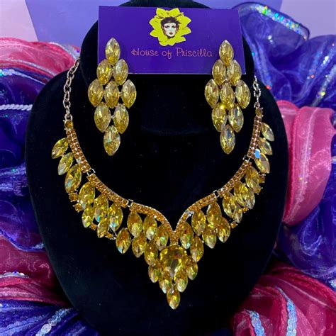 Gold Crystal Diamante Jewellery Set