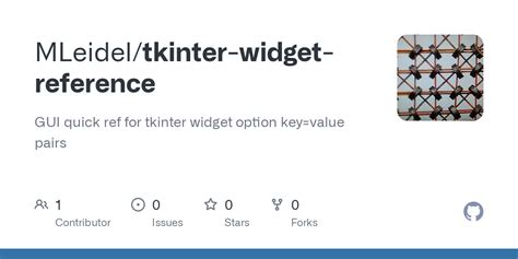 Github Mleidel Tkinter Widget Reference Gui Quick Ref For Tkinter