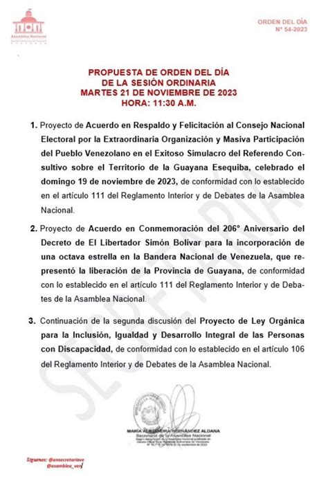 La An Debatir Este Martes El Acuerdo En Reconocimiento Al Cne Por