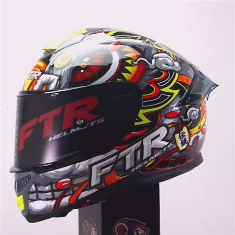 Helmet Full Face Ftr Xr2 Pro Printed Lion Yellow Dual Visor With