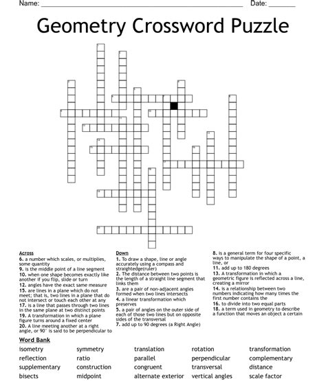 Geometry Crossword Puzzle Wordmint