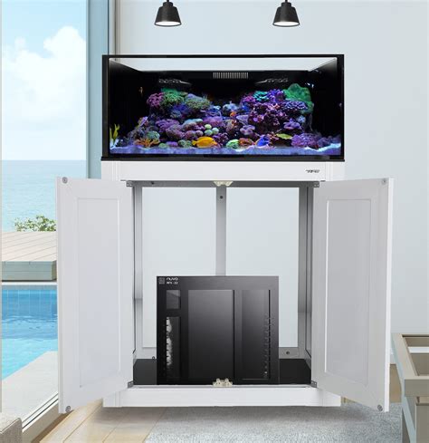 40 Gallon Long EXT Aquarium With White APS Stand With RFS22 Reef