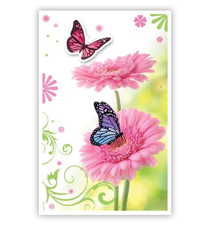 Roze Bloemen En Vlinders PrimeurCards