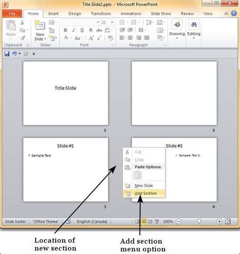 Managing Sections In Powerpoint 2010