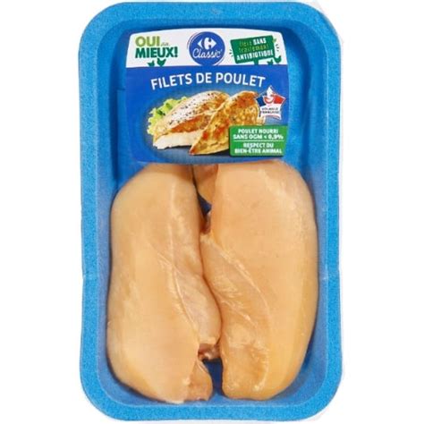 Filets de poulet jaune CARREFOUR CLASSIC la barquette de 2 310g à