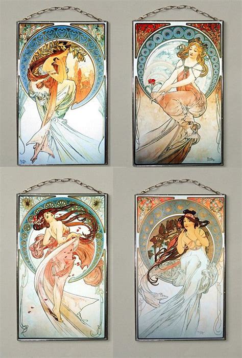 X Alphonse Mucha The Four Arts Poetry Dance Music Painting Stained