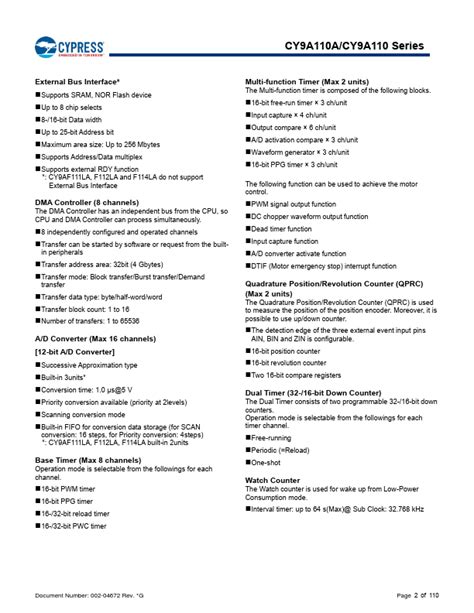 CY9A110A Datasheet PDF - 32-bit FM3 Microcontroller