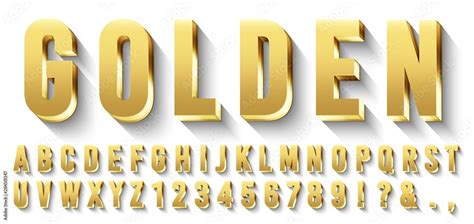 Golden 3D font. Metallic gold letters, luxury typeface and golds alphabet with shadows. Elegancy ...