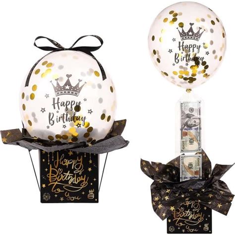 Tirelire D Anniversaire Boîte À Billets Anniversaire Ballons Coffret Surprise Joyeux