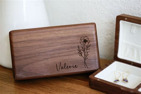 Wooden Jewelry Box Travel Case Custom Engraved Jewelry Box