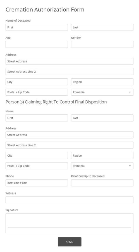 Free Cremation Authorization Form Template Formbuilder