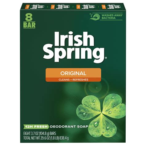 Irish Spring Original Deodorant Bar Soap 3 7 Ounce 8 Bar Pack