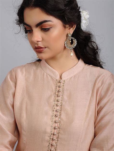 Buy Pink Chanderi Kurta Online At Jaypore Neck Designs For Suits