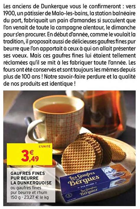 Promo Gaufres Fines Pur Beurre La Dunkerquoise chez Intermarché