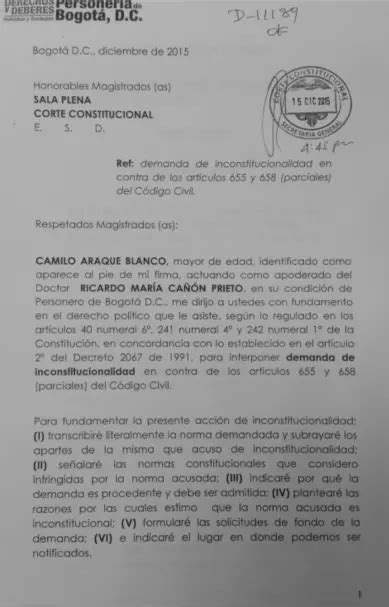 PDF Demanda de Inconstitucionalidad contra los artículos 655 y 658