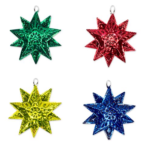 Colorful Mexican Tin Star Ornaments Set Of 4 Colorful Stars Novica