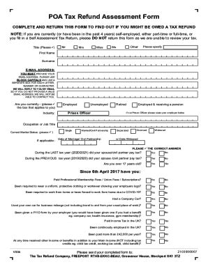 Fillable Online POA Tax Refund Assessment Form Fax Email Print PdfFiller