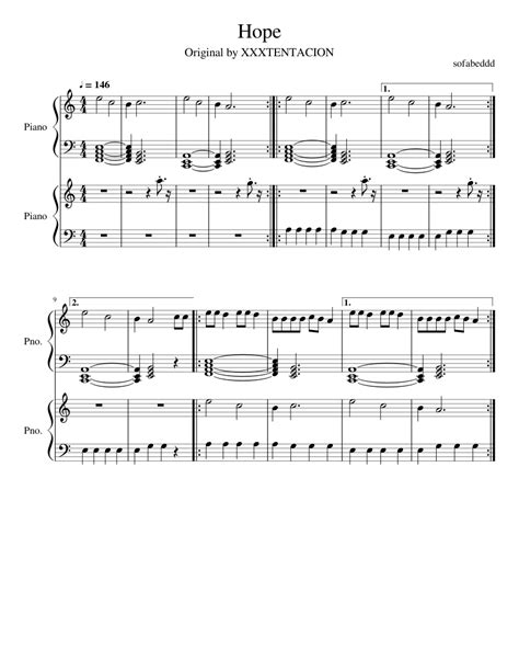 Hope Xxxtentacion Sheet Music For Piano Piano Duo