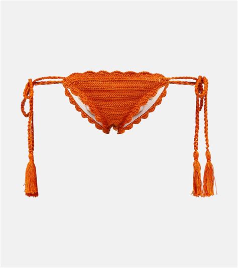 Anna Kosturova Crochet Bikini Bottoms In Orange Modesens