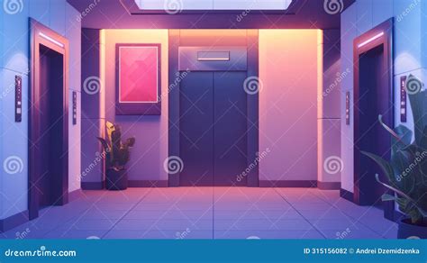 Office Or Modern Hotel Hallway Empty Lobby Interior With Lifts And Blank Display 3d Modern